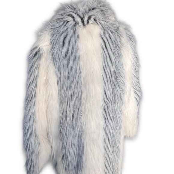 Vintage Donnybrook Faux Fur Long Coat White Gray Striped Plush Elegant Evening - Picture 6 of 12
